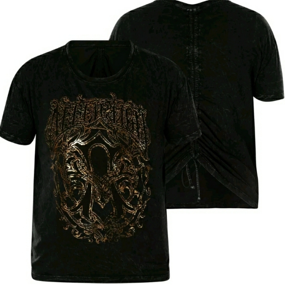 NWT Affliction Womens 2X black s/s Tee